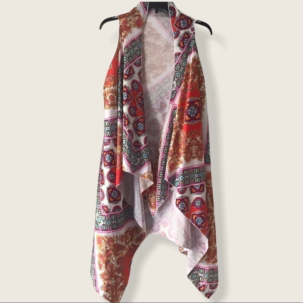Unbranded Kimono Scarf Print Open Front Vest